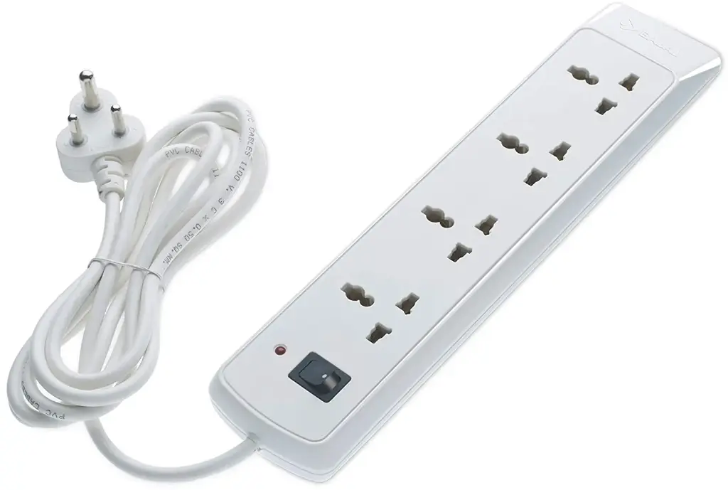 Bajaj 4-way spike and surge guard with 2-mtr cable White.webp