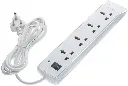 Bajaj 4 Way Spike and Surge Guard | 2 Meter Long Cable | 3-Pin Universal Sockets | Fire Retardant Cable