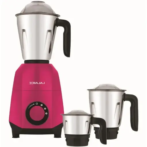 Bajaj Ninja Series QUARTZ 750-Watts Mixer Grinder (3 Jars, Garnet Pink)